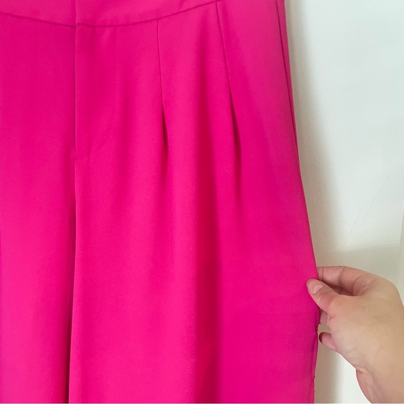Alice + Olivia Shavon High Waist Side Slit Flare Fuchsia Pleated Pants READ - Picture 8 of 15